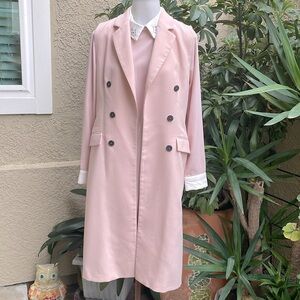 Pastel pink Zara open front duster/coat